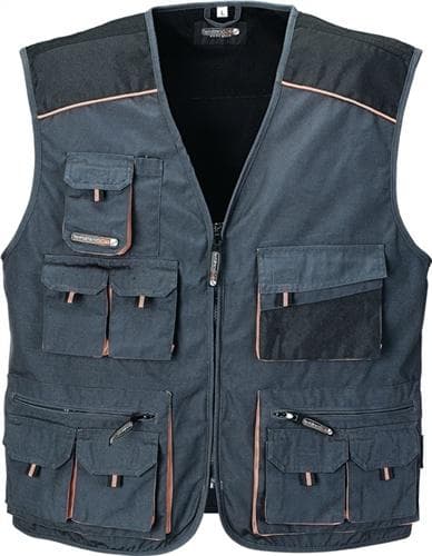 Weste Gr.56 dunkelgrau/schwarz/orange, TERRATREND