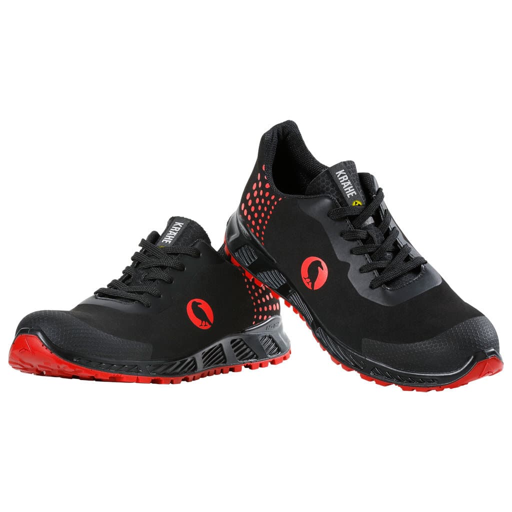 KRÄHE black crow S3 ESD SRC Sicherheitshalbschuh, schwarz rot, 45