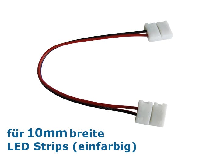 epiLED® 10mm LED Strip Verbinder / Schnellverbinder / Kabel mit 2 Schnellverschlüssen &amp; 15cm Kabel (für 10mm Strips)