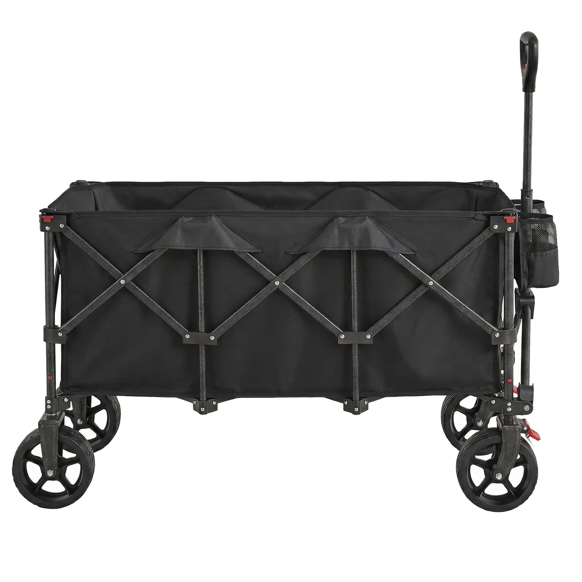 Faltbarer Handwagen mit Griff, Bollerwagen, 4 abnehmbare Rollen