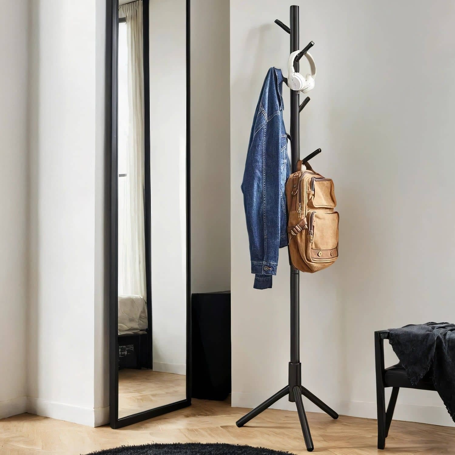 Garderobenständer, Kleiderständer aus Massivholz, Garderobe in Baumform