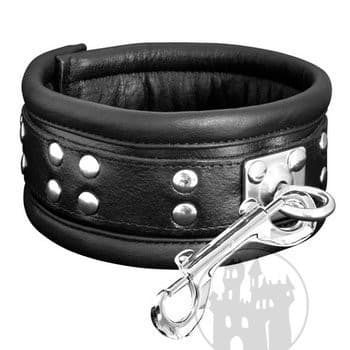 Halsfessel schwarz mit Edelstahlring