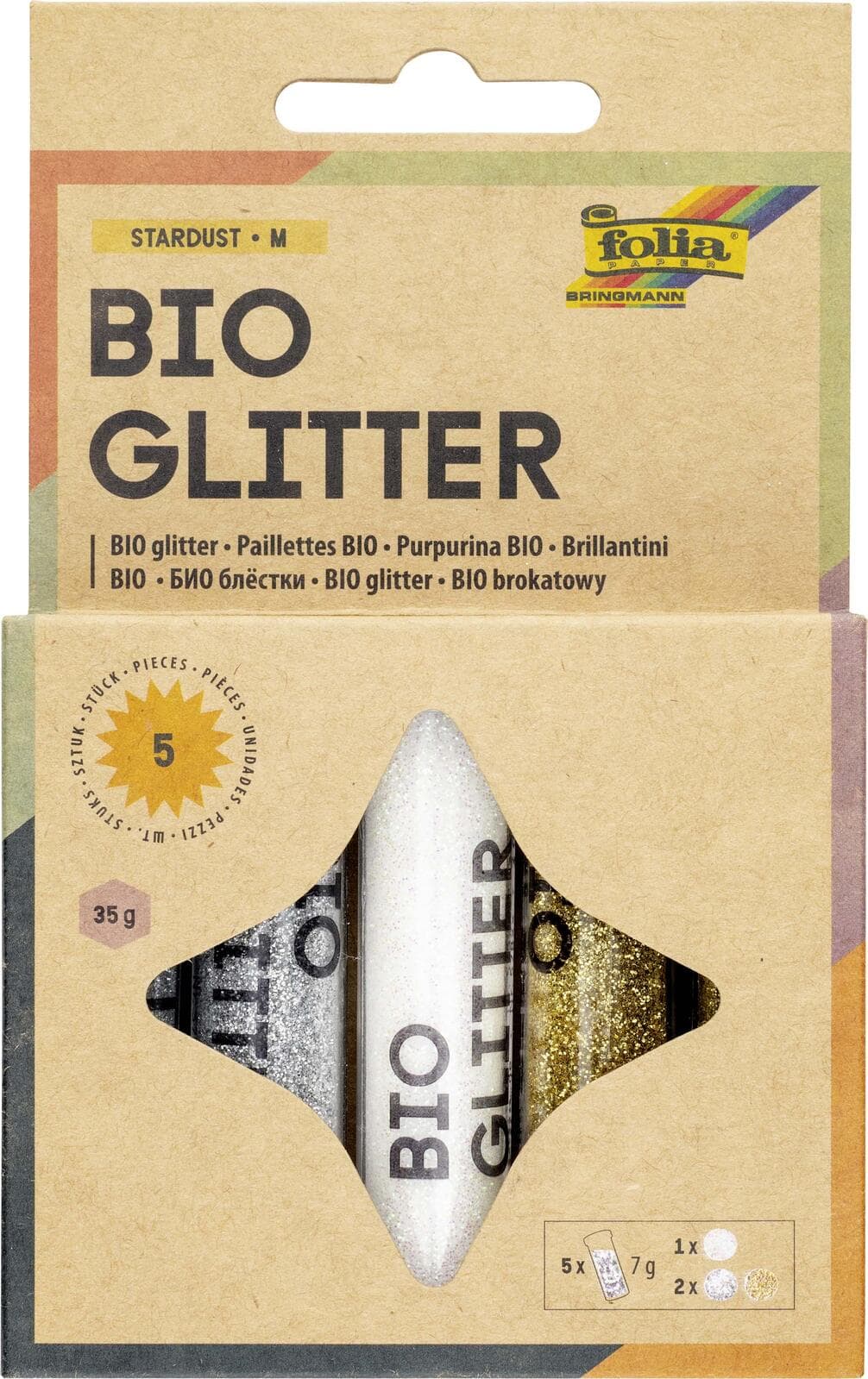 folia Glitzerpulver Bio Glitter Stardust M, farbsortiert
