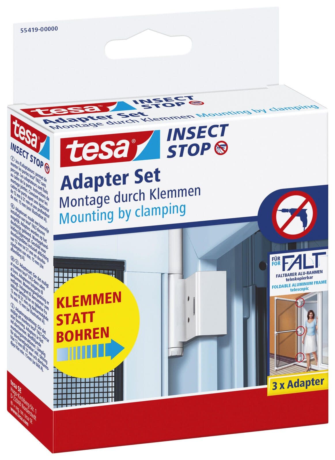 tesa Klemmscharnier für Fliegengitter Insect Stop Falt Adapter Set weiß