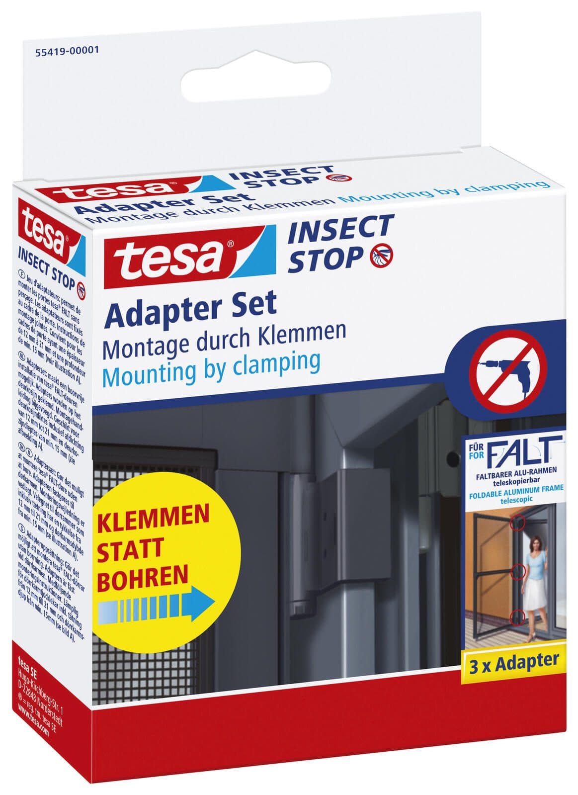 tesa Klemmscharnier für Fliegengitter Insect Stop Falt Adapter Set anthrazit