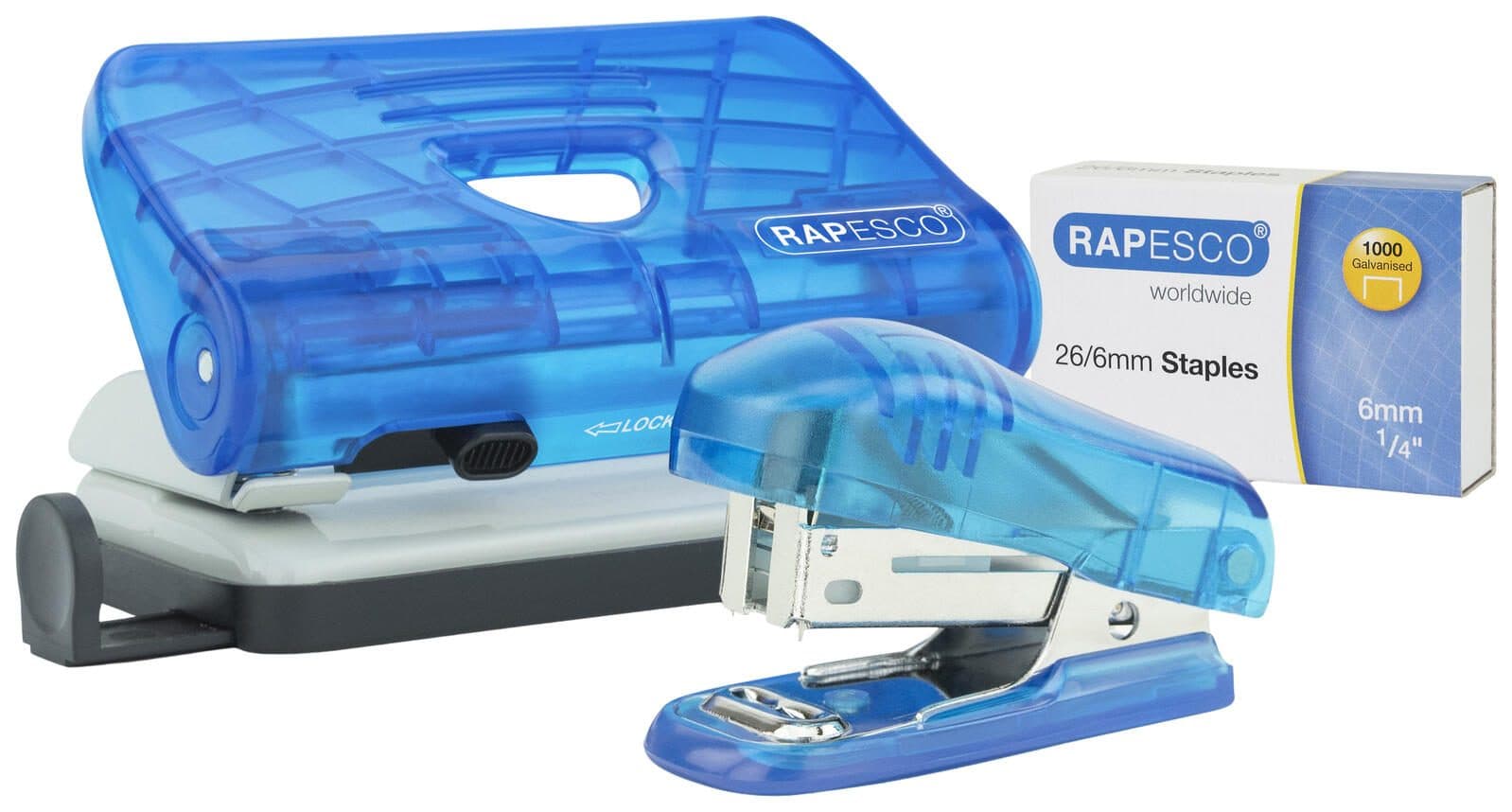 RAPESCO® Locher und Heftgeräte Set 1719 transparent blau