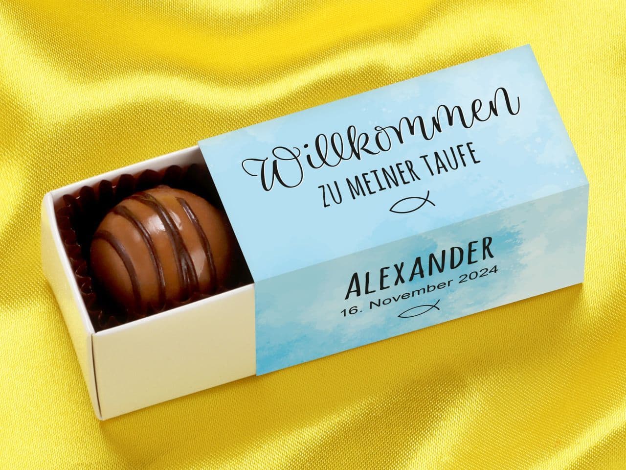 Trüffelstange für 2 Trüffel, individuell, Taufe blau