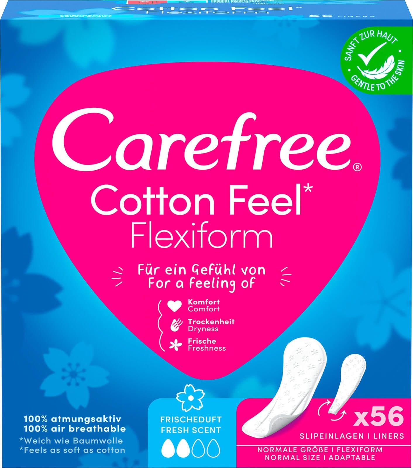 Carefree Slipeinlagen Cotton Feel Flexiform mit Frischeduft für Slip, 56 St.