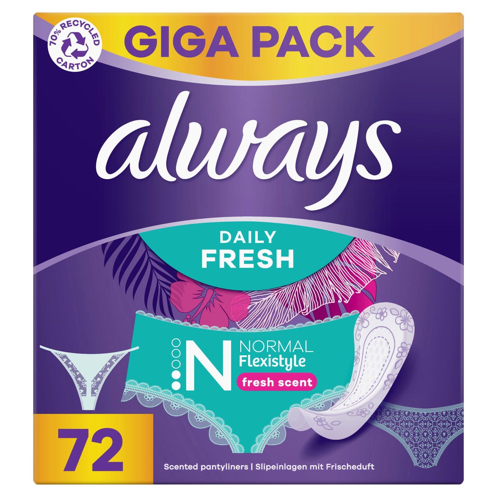 always Slipeinlagen Daily Fresh Flexistyle Normal für Slip, 72 St.