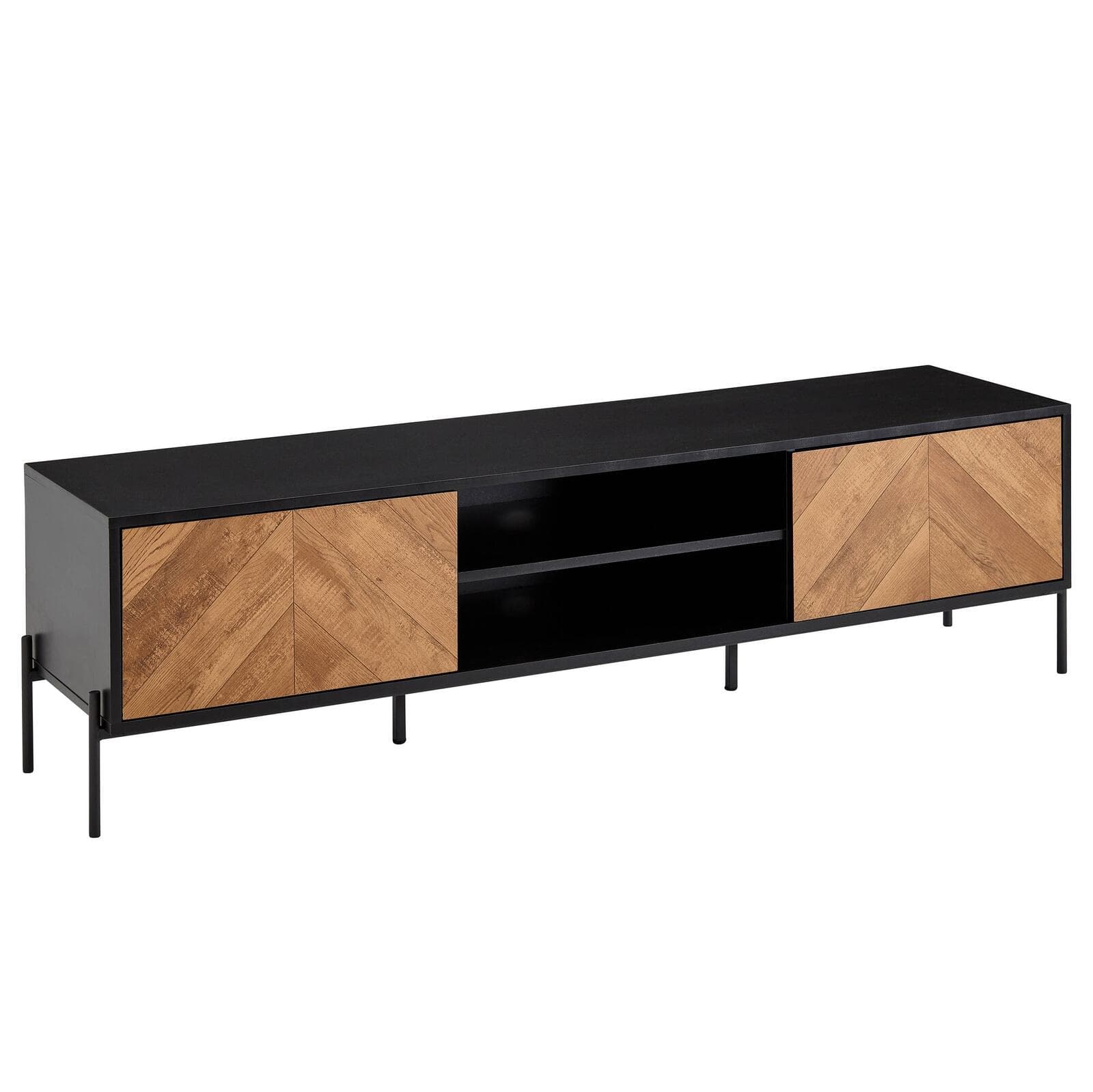 WOHNLING WL6.580 TV-Kommode Schwarz 163 cm x 40 cm x 45 cm