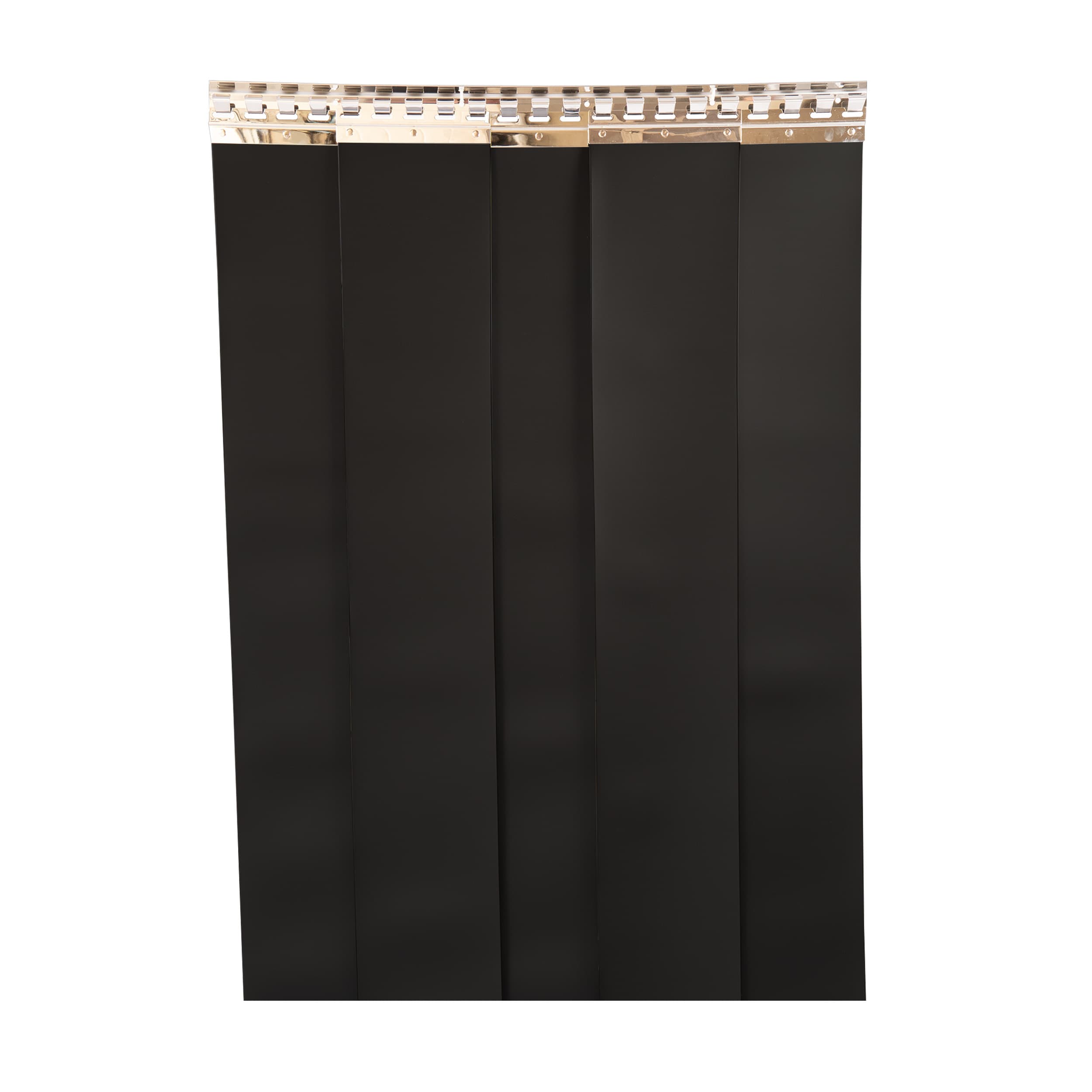 PVC Streifenvorhang schwarz-matt Breite 2,50 m - 2,00m - 3-fache Überlappung = 14 Streifen (13,4cm je Streifen)