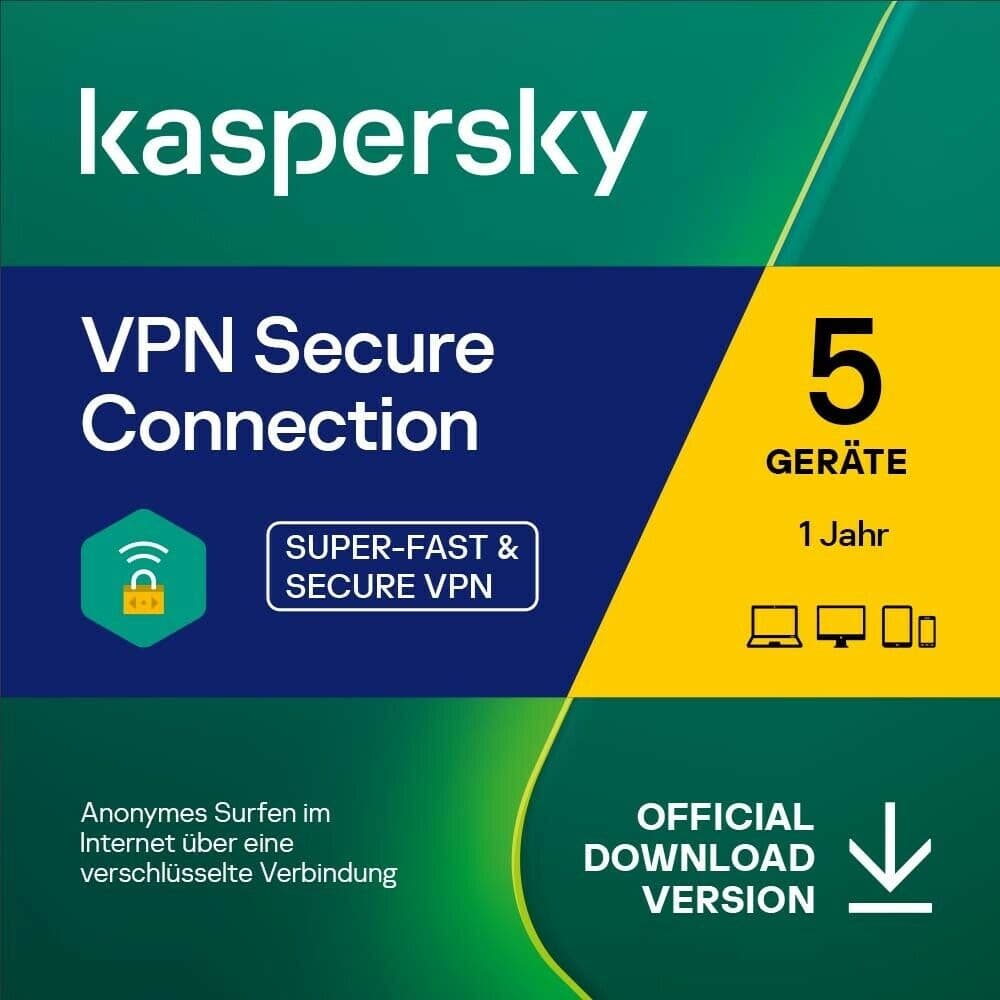Kaspersky Secure Connection VPN, 5 Geräte - 1 Jahr, Download