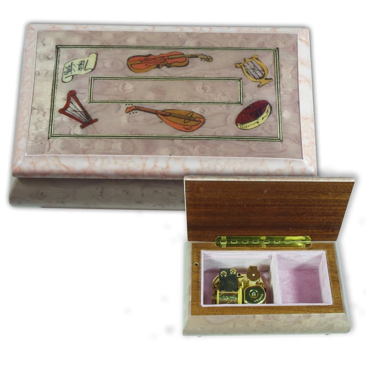 Kleine Schmuckschatulle rosa gebeizt aus Holz mit Melodie whlbar