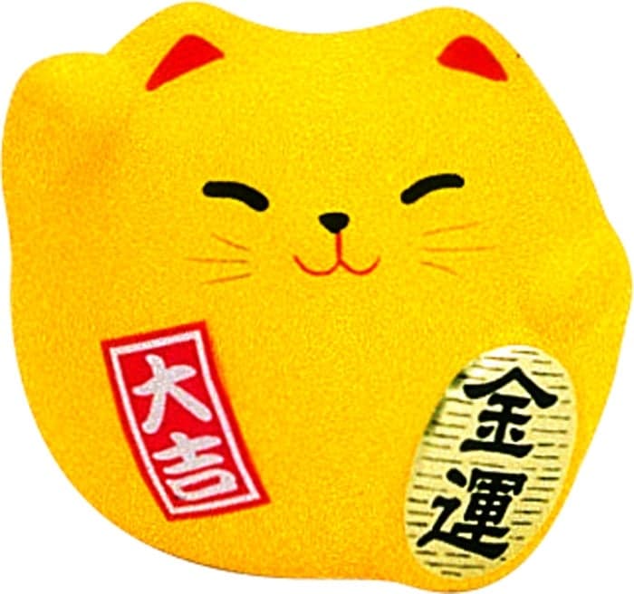 Gelbe Glückskatzen Figur - Maneki Neko - 5,5 cm
