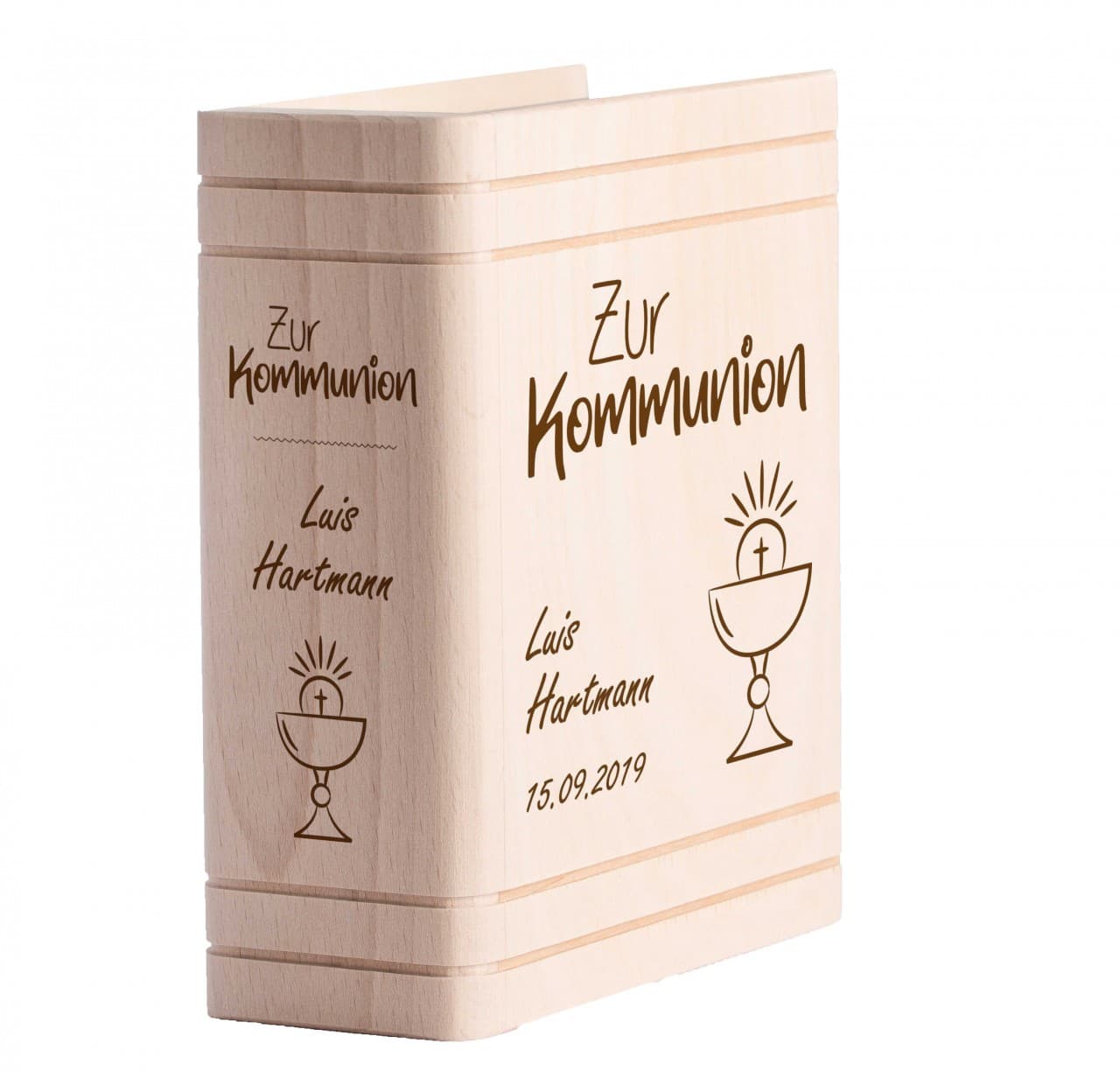 Personalisiertes Sparbuch mit Gravur zur Kommunion - Kelch