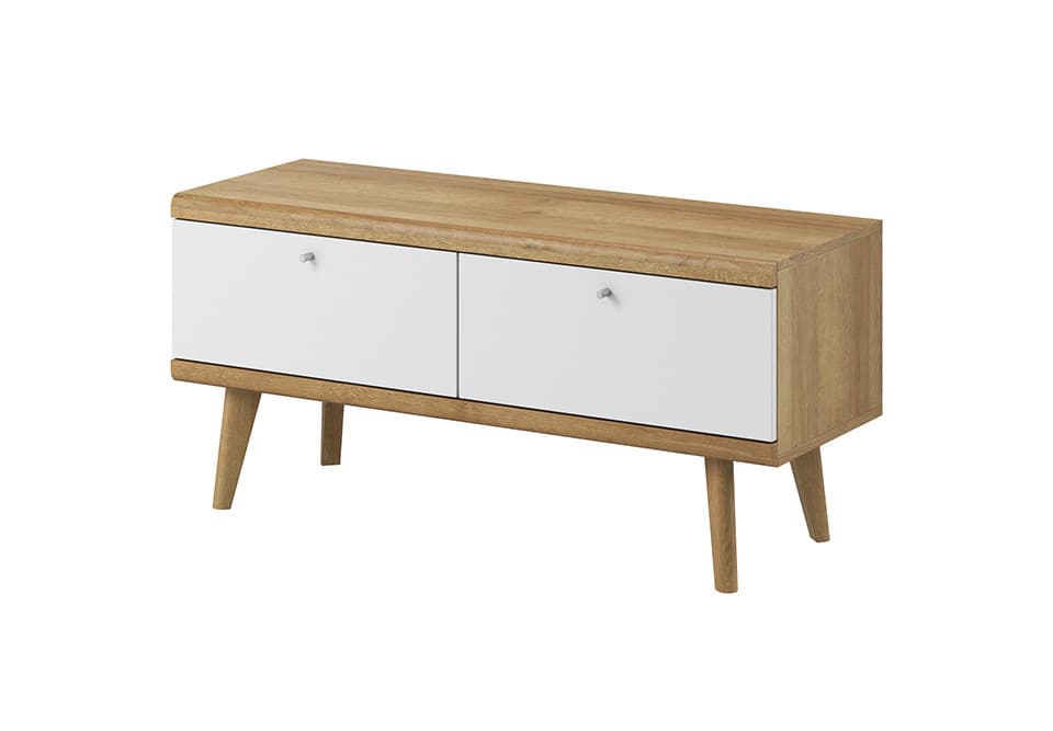 Fernsehtisch 107 cm PAVLIS – Riviera-Eiche / Weiß