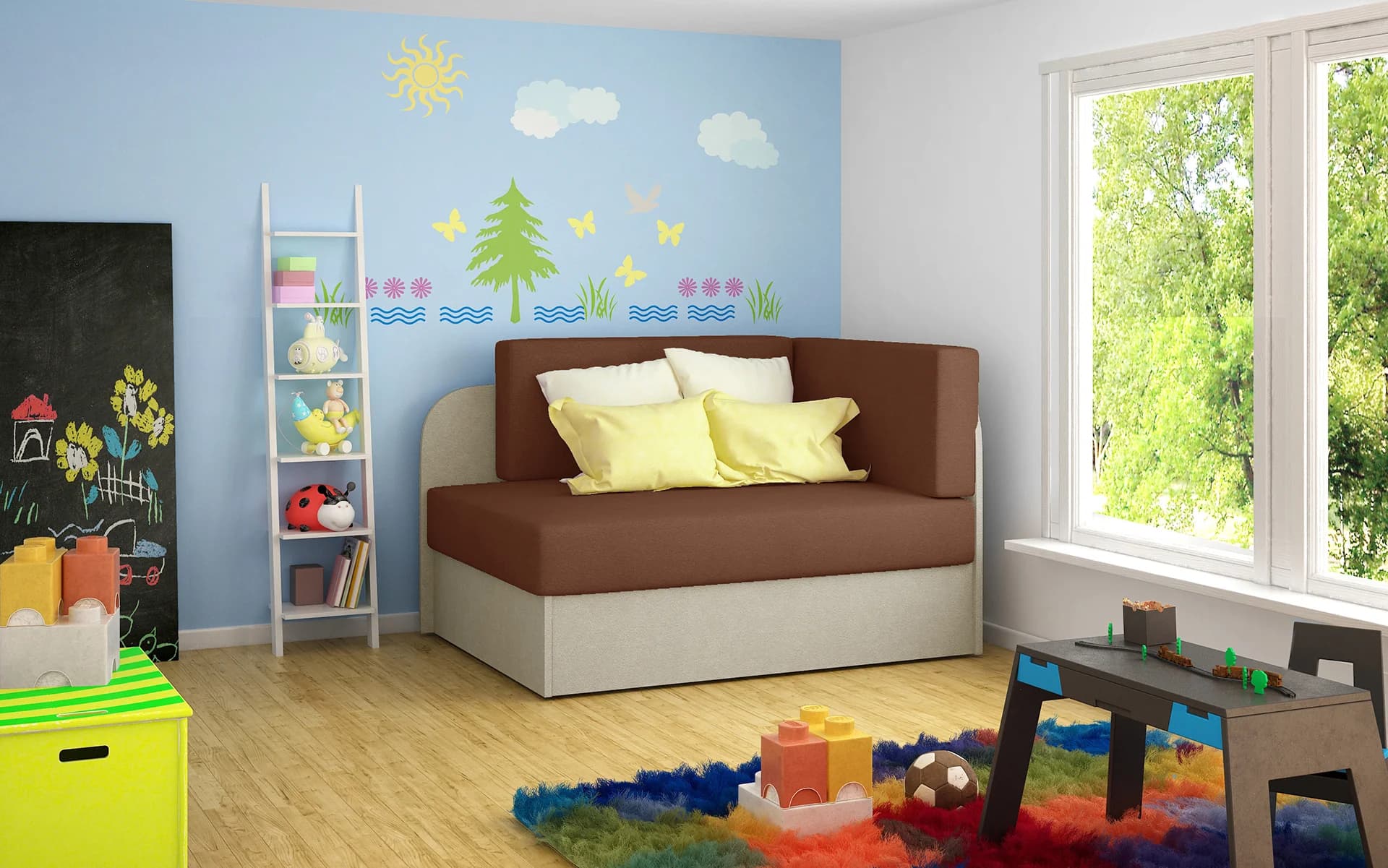 Kinderschlafsofa MIKAE - braun/beige