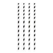 Trinkhalme aus Papier dick, schwarz gestreift O8mm 25cm, 150 Stk.