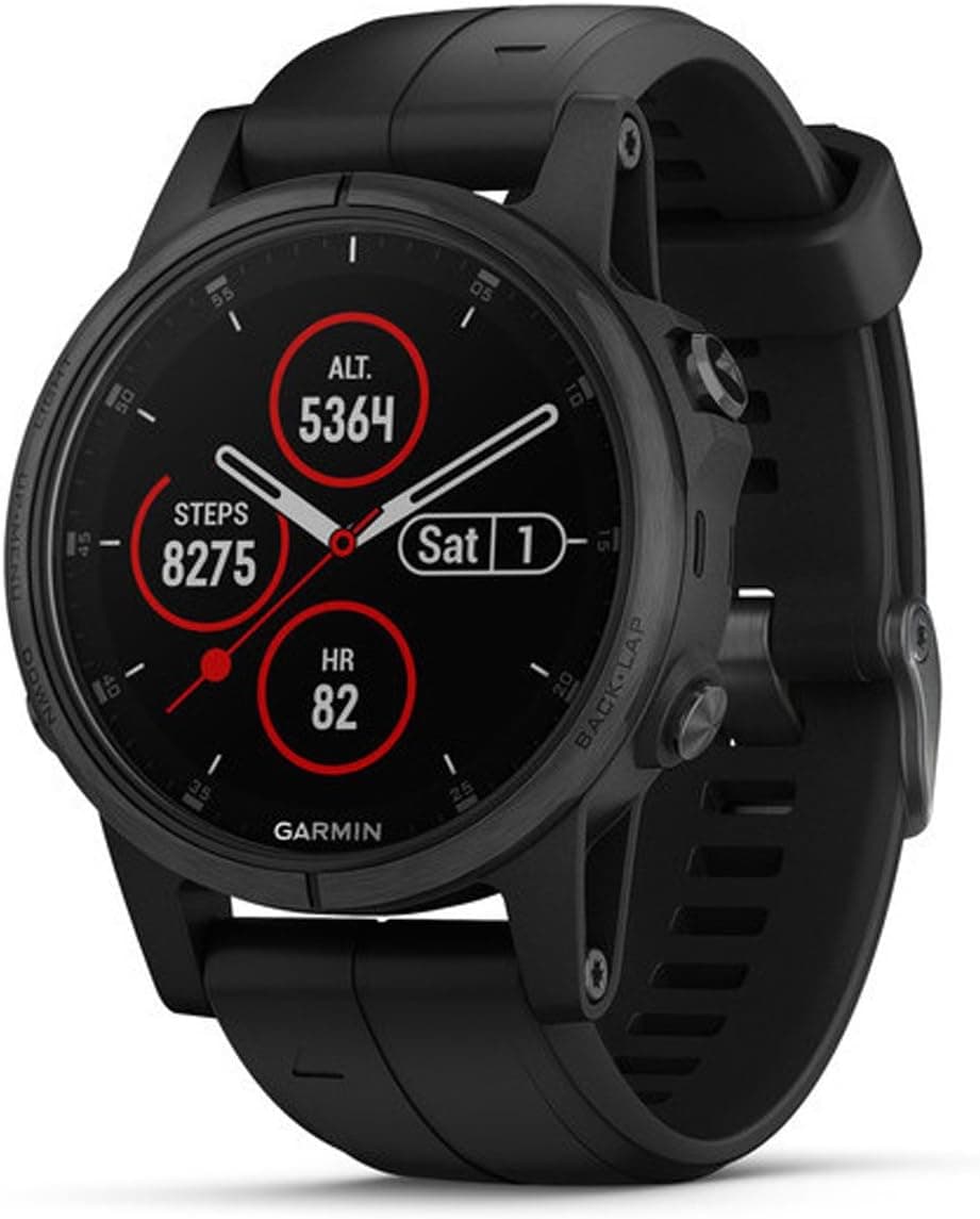 Garmin Fenix 5S Plus Sapphire [inkl. Silikonarmband schwarz] 42mm Edelstahlgehäuse schwarz