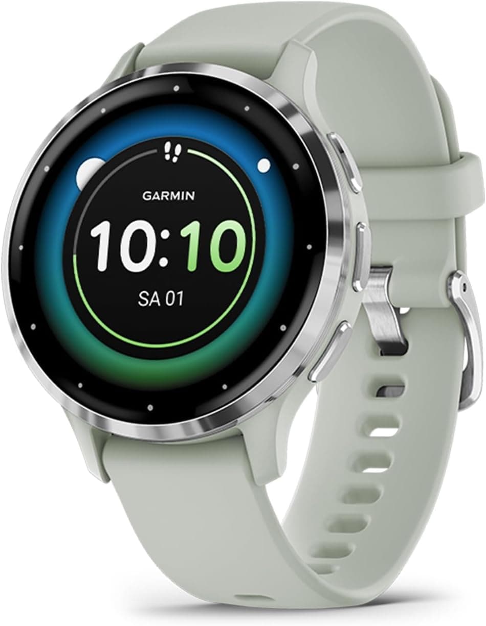 Garmin Venu 3S [inkl. Silikonarmband salbei] 41mm Edelstahlgehäuse silber