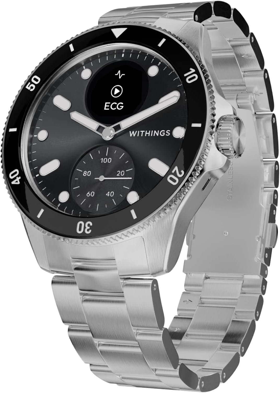 Withings ScanWatch Nova [inkl. Edelstahl-Armband silber] 42mm Edelstahlgehäuse schwarz/silber