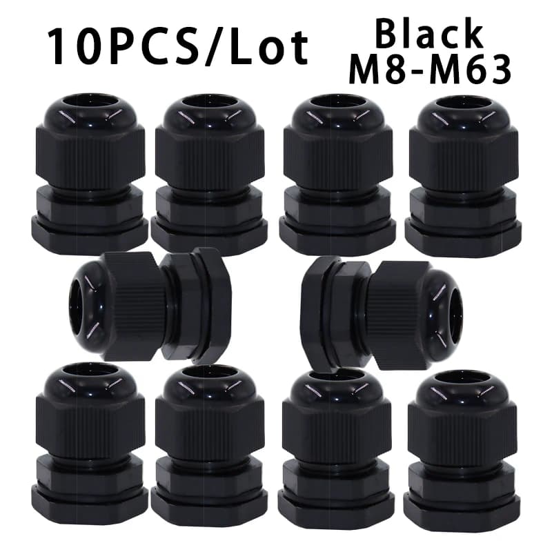 10PCS Wasserdichte Kabelverschraubung M8 M12 M16 M20 M25 M32 M40 Schwarz Kunststoff Dichtung Joint Nylon IP68 Weiß Kabel Befestigung nylon Stecker