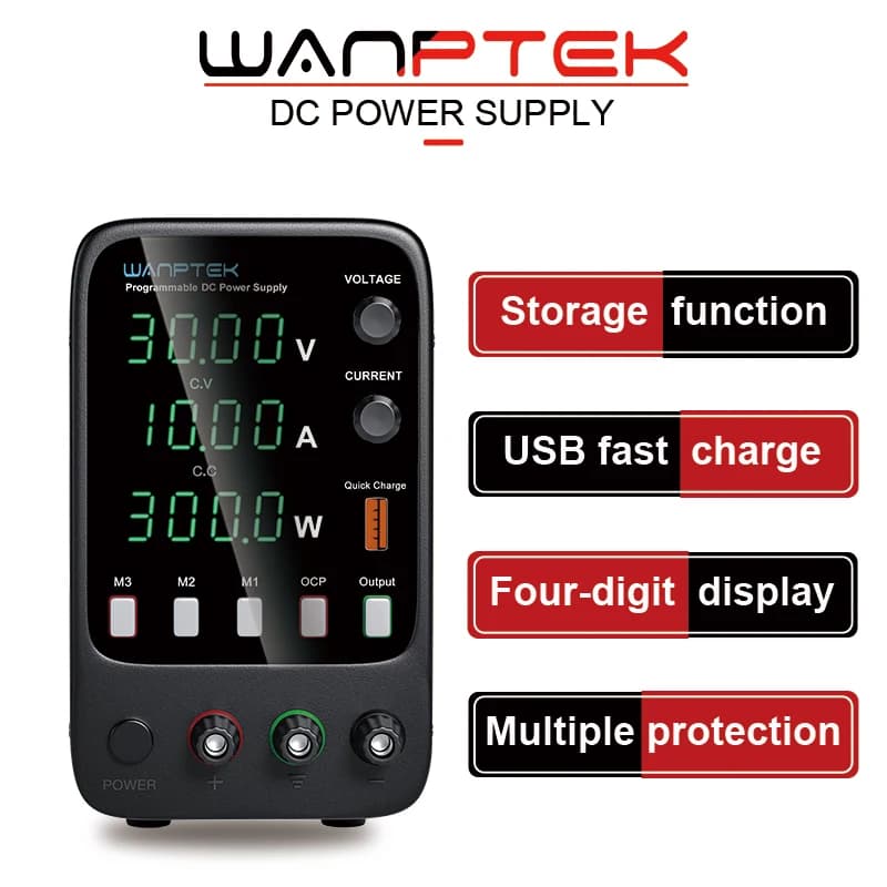 Wanptek Variables DC-geregeltes Netzteil 30 V 10 A Speicherfunktion für drei Gruppen APS3010H OCP Alarmausgang Voreingestellter Spannungsstrom