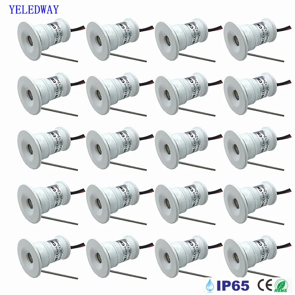 IP65 12V Mini LED Downlight 1W Dimmbarer Strahler 15mm Aluminium Einbaustrahler Downlights Schrank Schmuck Display Deckenleuchte