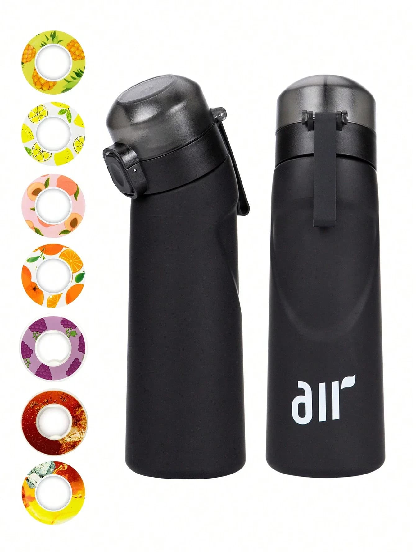 1pc Luft Wasser Flasche Mit 1pc Zufällige Runde Form Geschmack Pod Sport Stroh Kunststoff Tasse Auslaufsicher Outdoor reise Sport Flaschen