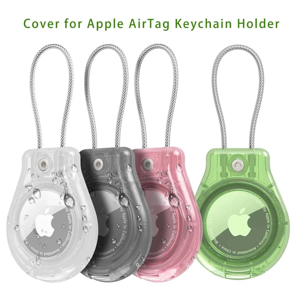 Wasserdichte Abdeckung für Apple AirTag Schlüsselanhänger-Halterung mit Drahtkabel, Anti-Verlust-Tracker-Zubehör für Gepäck, Rucksack,