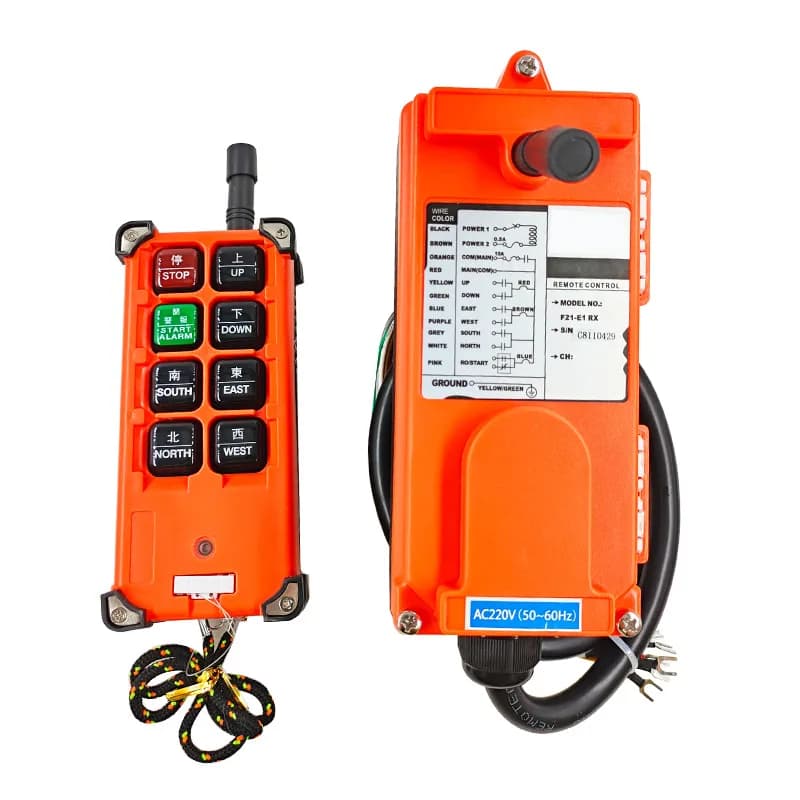 F21-E1B Drahtlose industrielle Fernbedienung, englische Taste, geeignet für 12-V-~440-V-Hebemotor, Kranfernbedienung und -empfänger