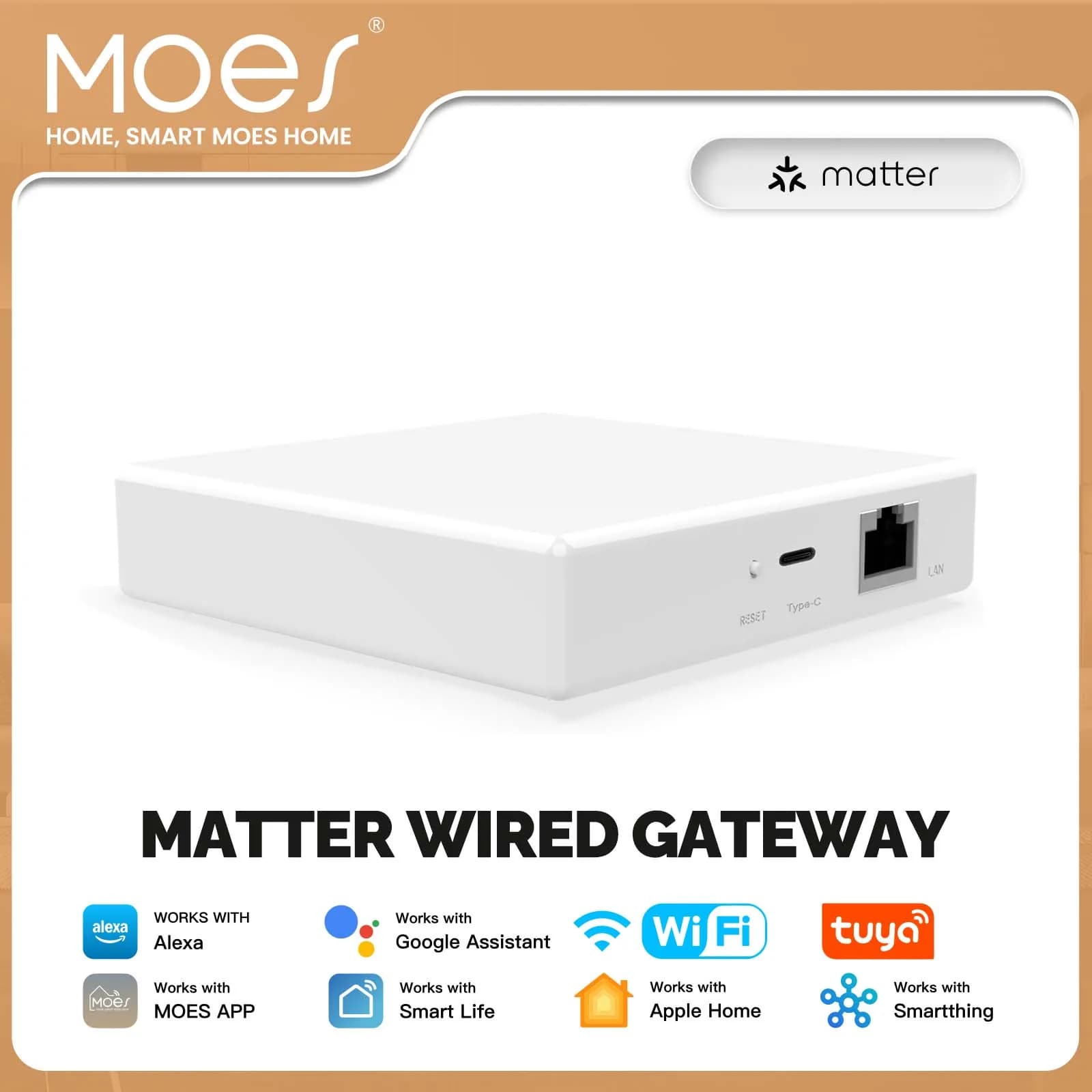 MOES Tuya Zigbee Matter Thread Gateway Smart Home Bridge Matter Hub Unterstützt Sprachsteuerung Siri Homekit Smartthings Google Alexa