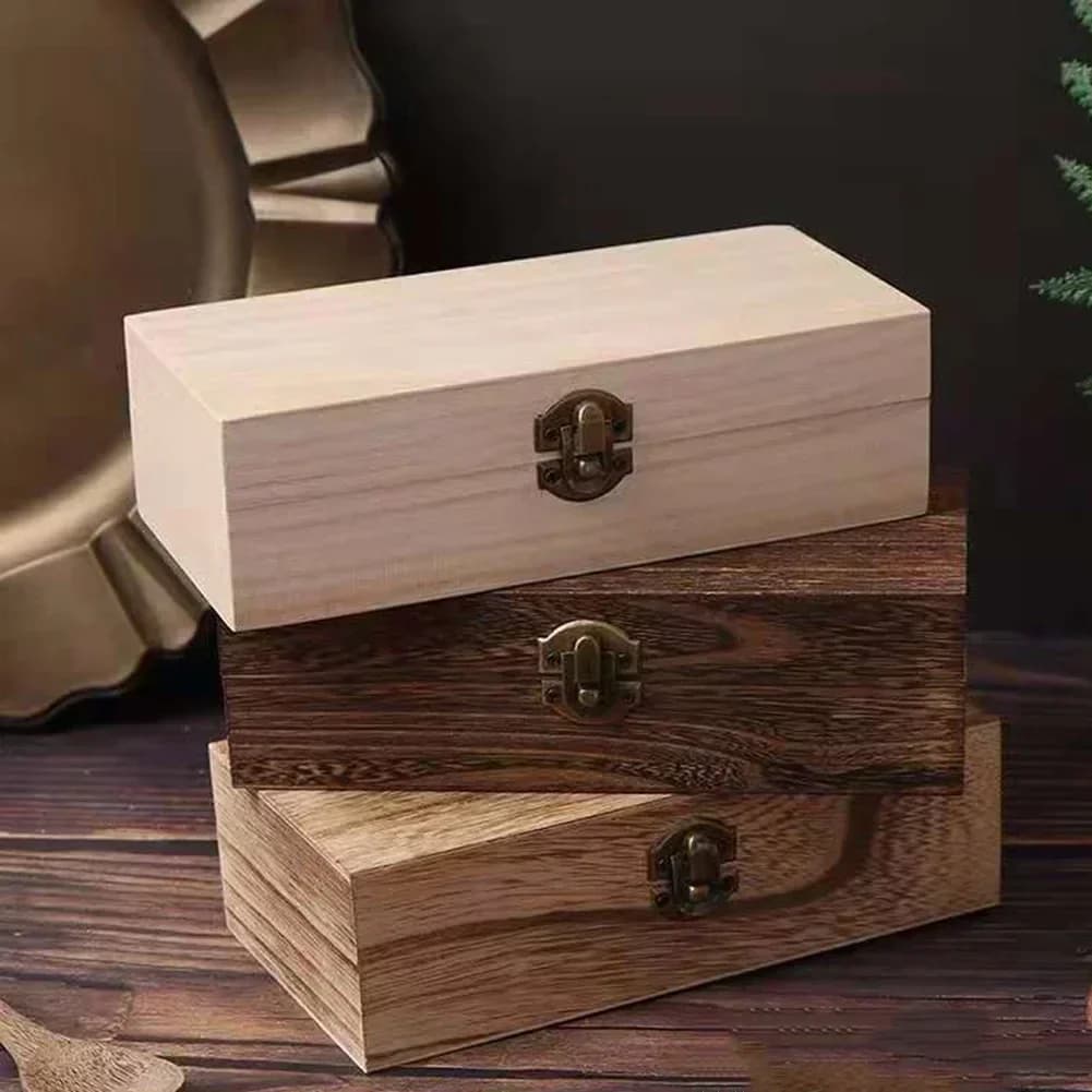 Retro-Schmuckaufbewahrungsbox aus Holz, Vintage-Holzbox mit Schloss, rechteckiger Schreibtisch-Organizer für Halskette, Armband, Ring, Ornamente