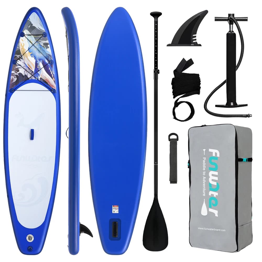 Funwater Stand Up Paddle Board Surfbrett, aufblasbares Stand Up Paddling Board, Surf-Sup-Board mit Zubehör, maximale Belastung 330 Pfund