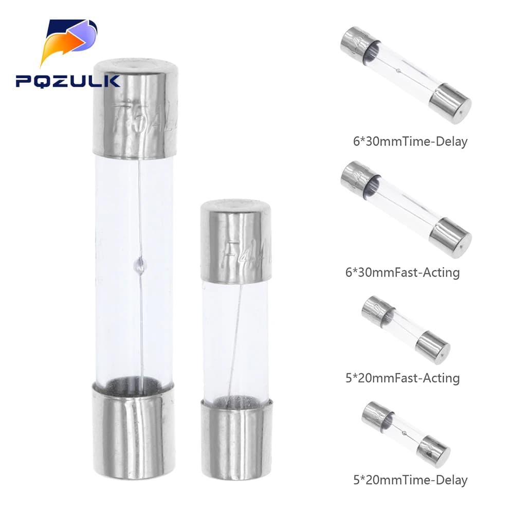 Träge Glasrohrsicherung 5x20MM 6X30MM 0,5A 1A 2A 3A 4A 5A 6,3A 7A 8A 10A 12A 15A 20A 30A 25A 250V flinke Sicherungen