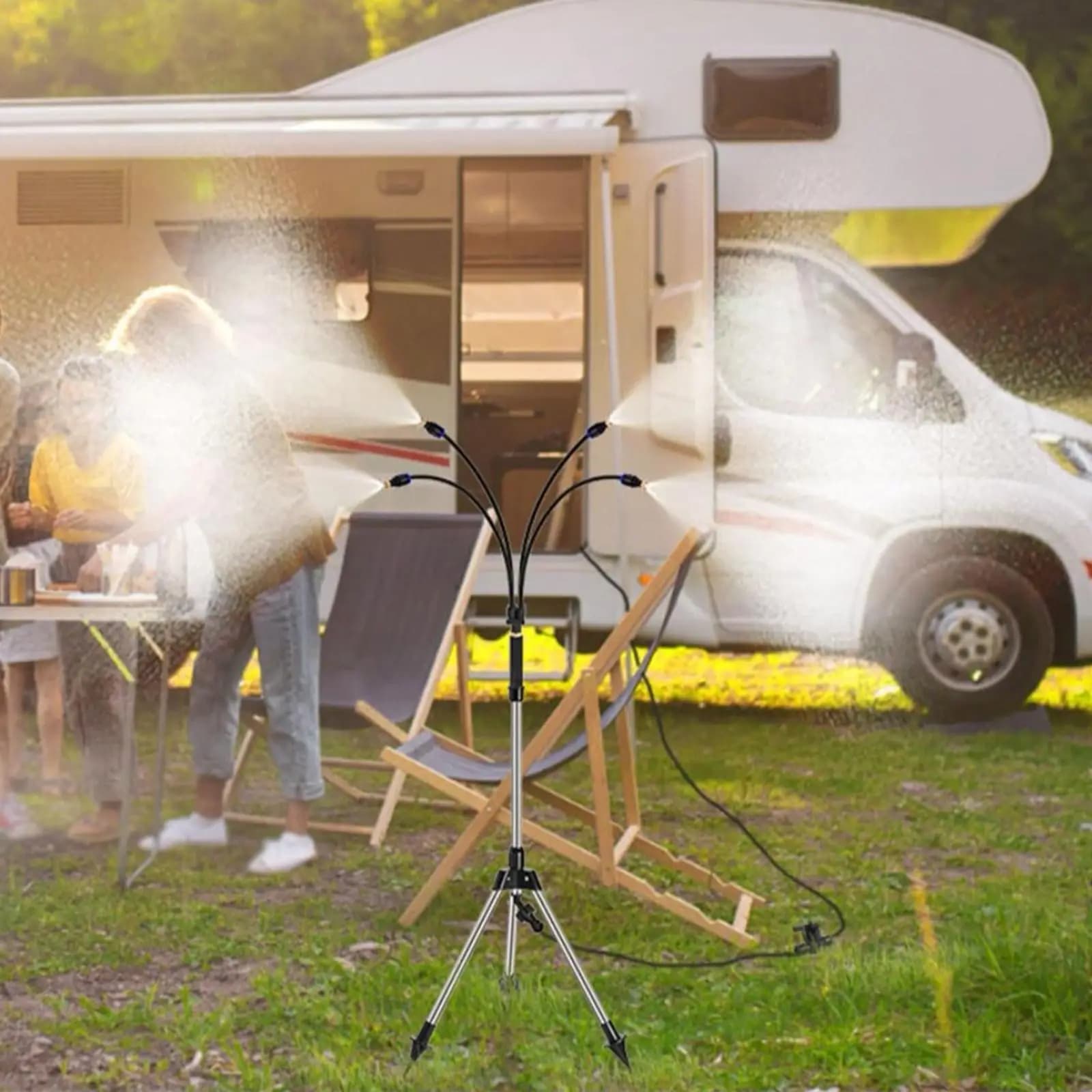 Stehende Nebelgeneratoren /w 360 ° Düsen für Außenbereich-Sprinkler 26,2 ft Stand-Sprühnebelsystem für Sommer-Spiele im Garten, Grillpartys
