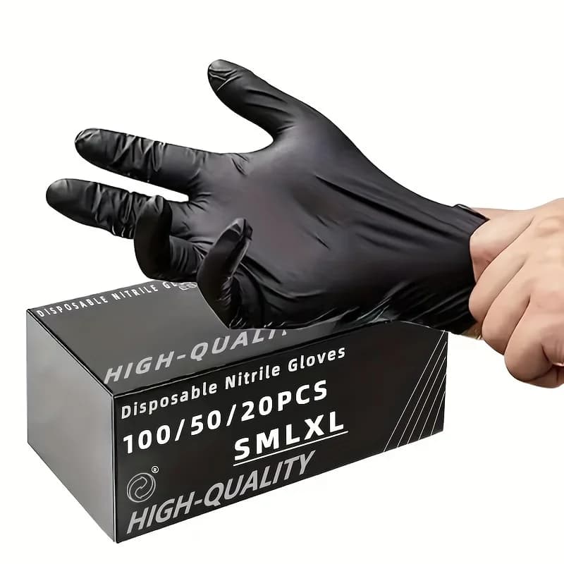 100/50/20 Stück schwarze Nitril-Handschuhe, verdickte Einweghandschuhe zum Reinigen, Friseur, wasserdichte Geschirrspülen, Tattoo-Handschuhe
