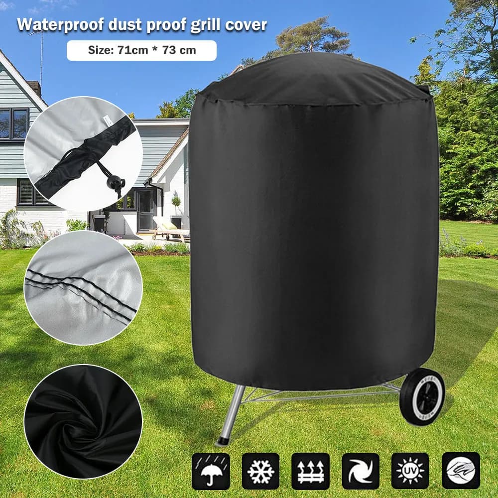Runde Grill Abdeckung Im Freien Wasserdichte Staubdicht Wasserkocher BBQ Abdeckung 210D Oxford Tuch Heavy Duty Garten BBQ Schutz Abdeckung NEUE