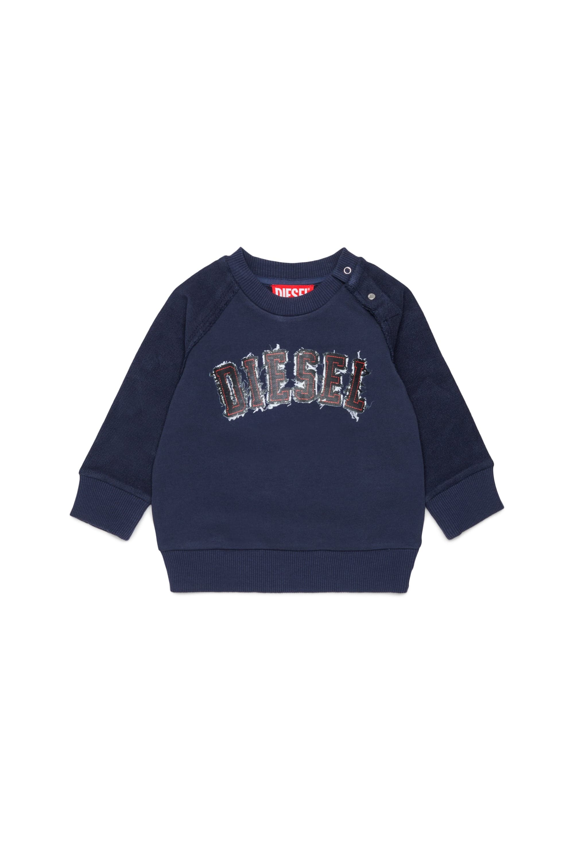 Diesel - Baumwoll-Sweatshirt mit Logo im Frayed-Effekt - Sweatshirts - Herren - Blau