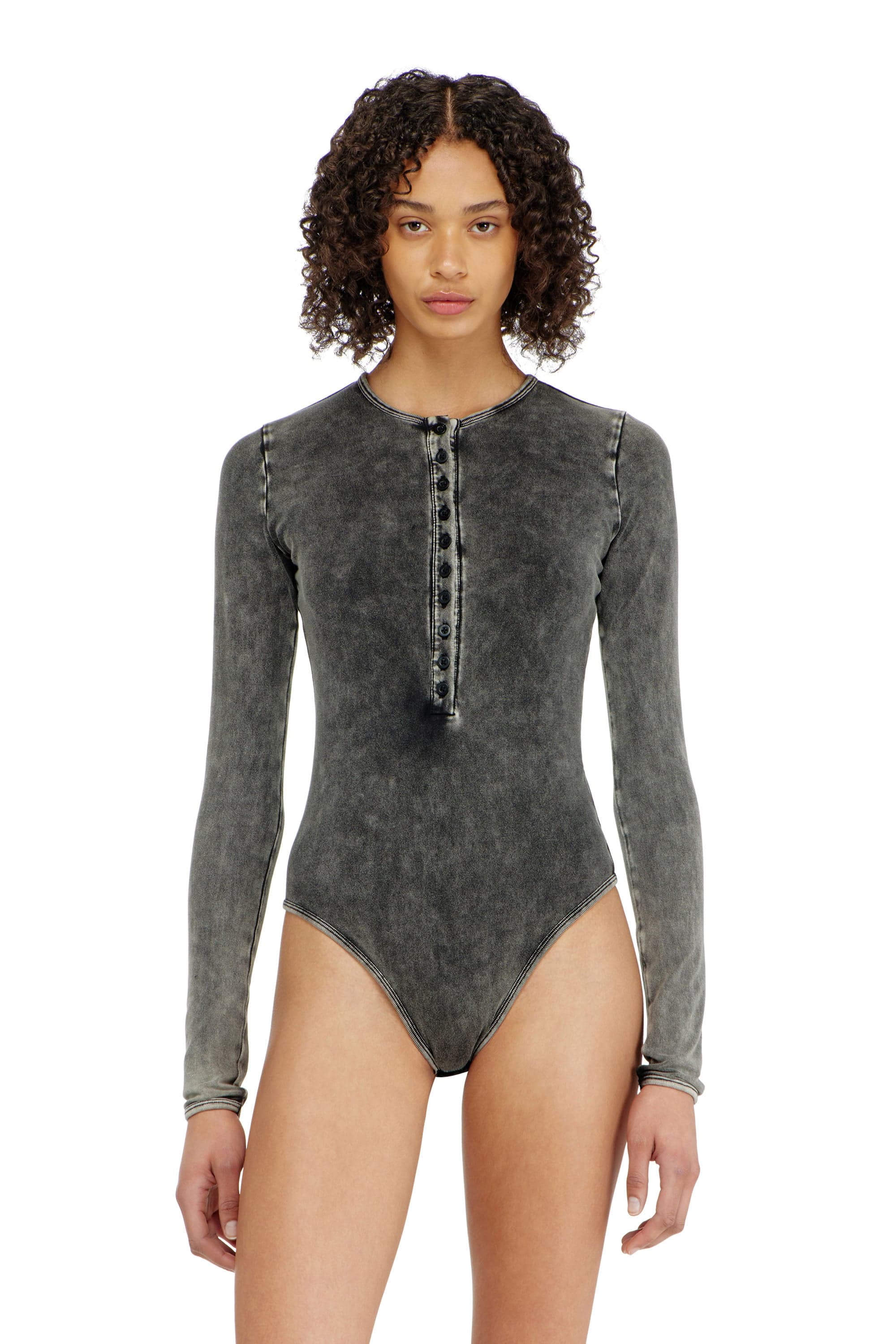 Diesel - Baumwoll-Body mit Knopfleiste vorn - Bodys - Damen - Grau