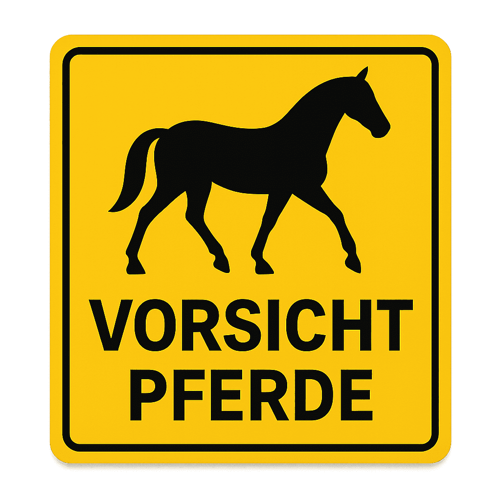 Vorsicht Pferde – Warnaufkleber für Fahrzeuge Signalgelber Hinweisaufkleber zur Kennzeichnung von Pferdetransporten