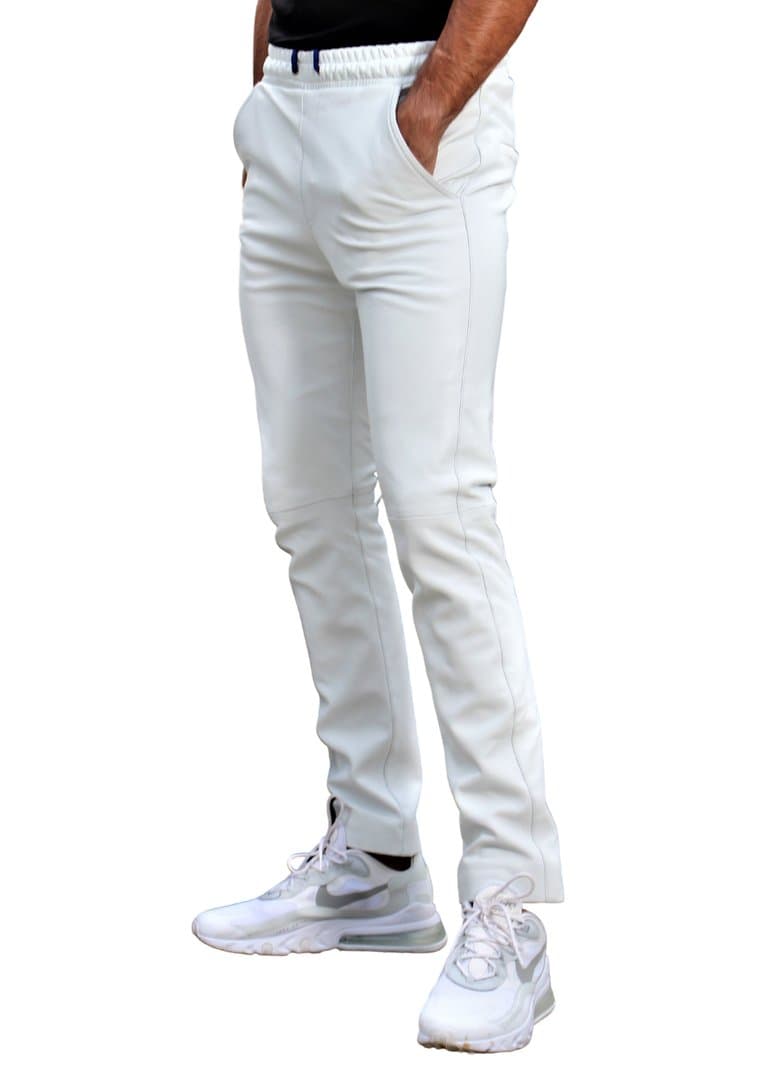 Lederhose Jogginghose für den MANN ECHT-Leder weiss