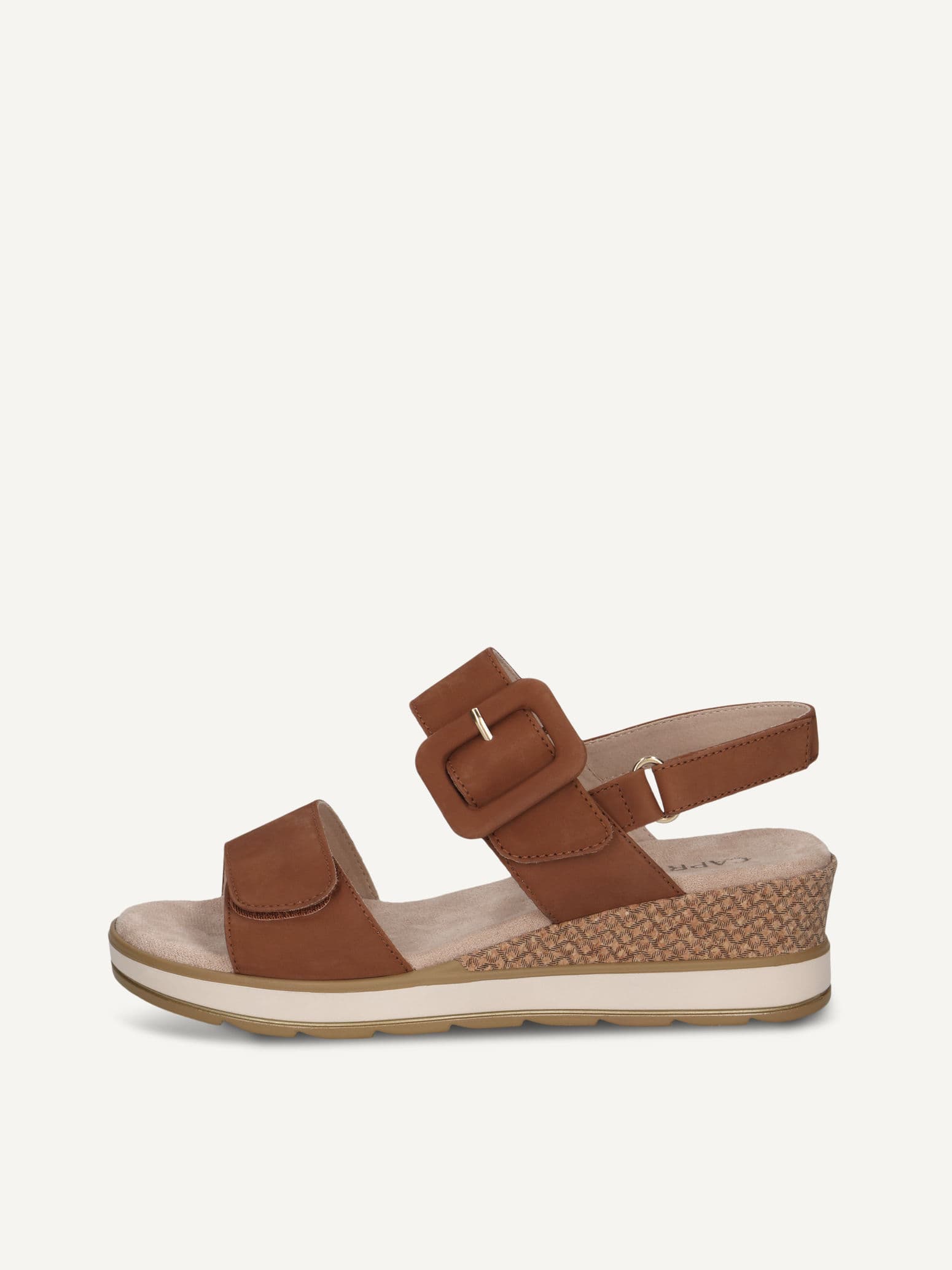 CAPRICE Sandalette, braun, aus Leder ohne Absatz, Gr. 38