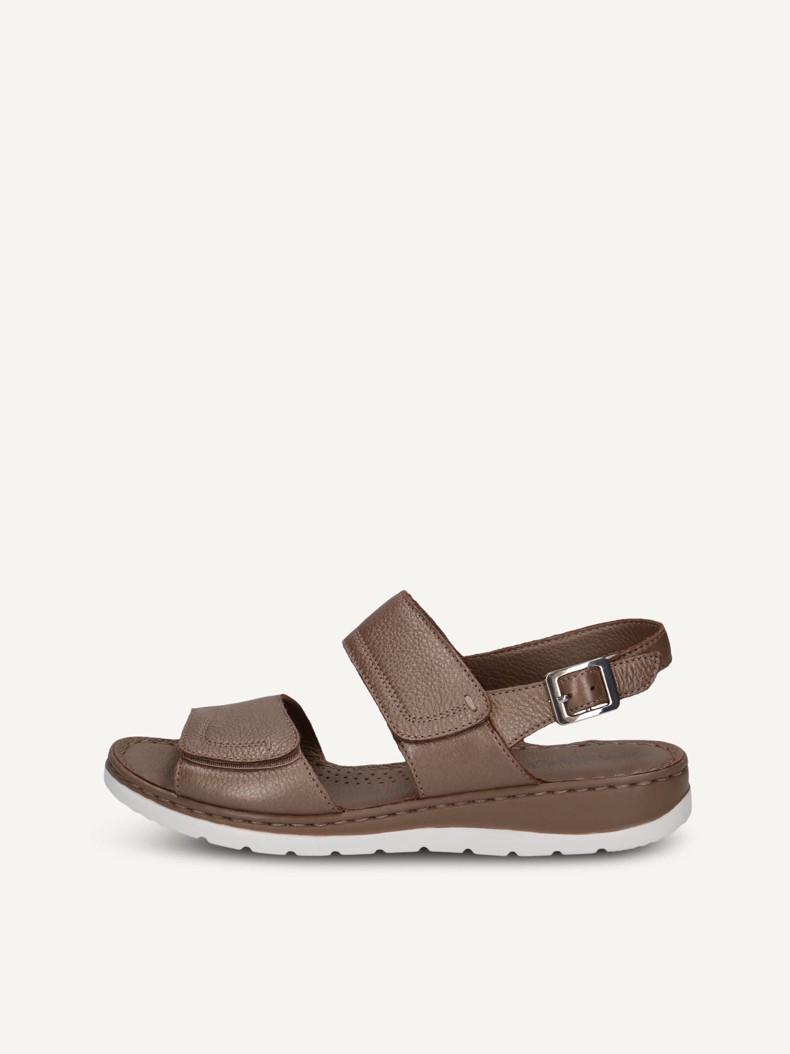 CAPRICE Sandalette, braun, aus Leder ohne Absatz, Gr. 36