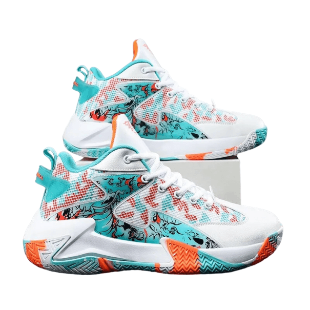 Herren-Basketballschuhe, bunte Schuhe, rutschfeste Sohle, Herren-Sport-Sneaker, dämpfend, atmungsaktiv türkis 42