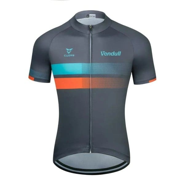 Herren Fahrradsport T-Shirt mit kurzem Arm und Reißverschluss mit 3 Rückentaschen für Radfahren und Sport, grau XL