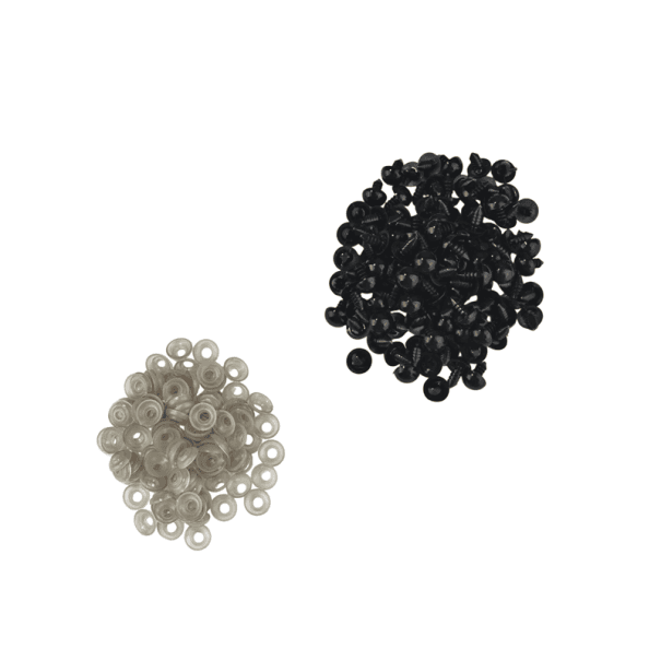 Plastik schwarze Augen für Plüschtiere 12 mm 100 Stück Sicherheitsaugen für Spielzeuge Figuren Puppen Teddybären Handarbeit DIY Basteln