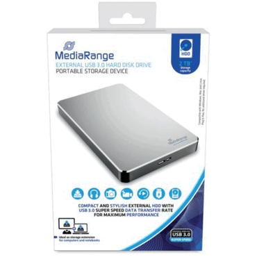 MediaRange externes USB 3.0 Festplattenlaufwerk HDD - 2 TB silber.