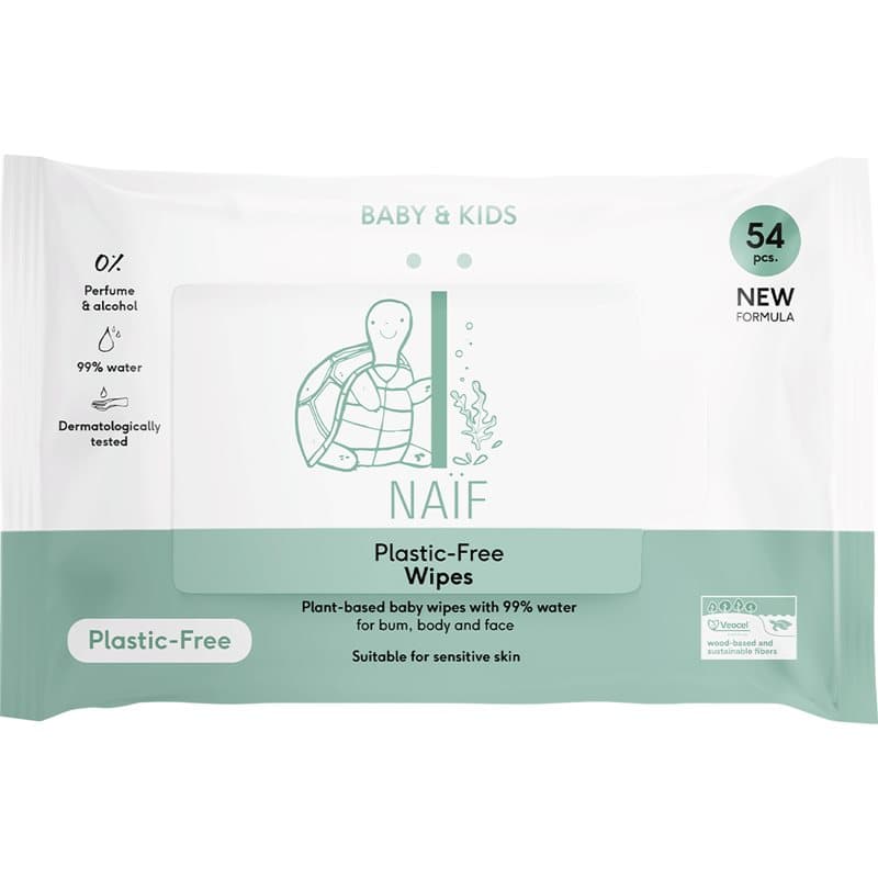 Naif Baby & Kids Plastic Free Wipes Feuchttücher für Kinder ab der Geburt 54 St.