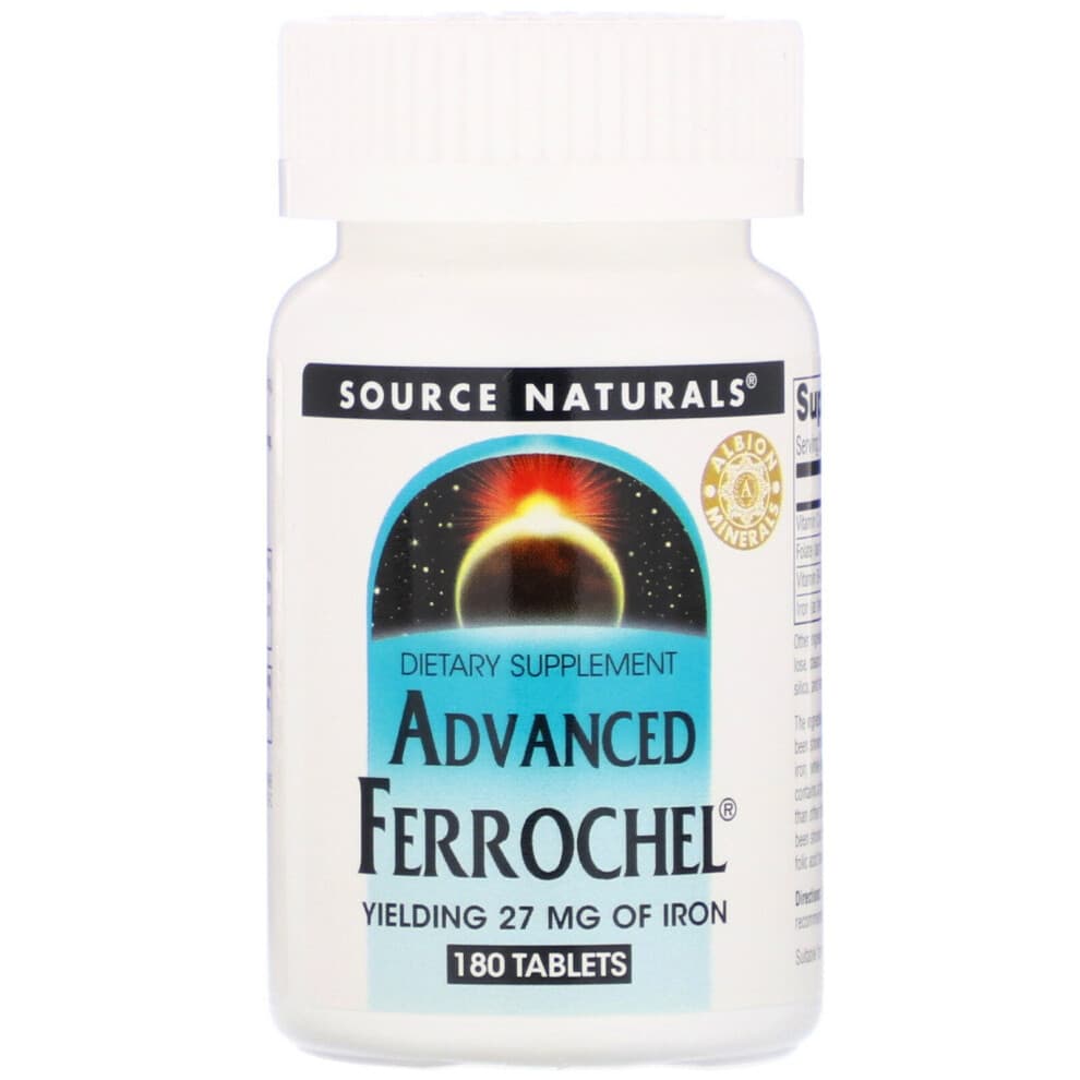 Source Naturals Advanced Ferrochel Nahrungserg nzungsmittel mit 27 mg Eisen - 180 Tabletten